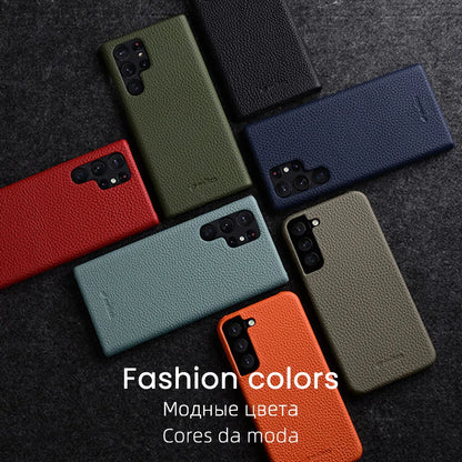 for Samsung Galaxy S23 S22 Ultra 21 Plus + 5G Cases Premium Genuine Leather Case luxury Fashion Cow Business Phone Cover