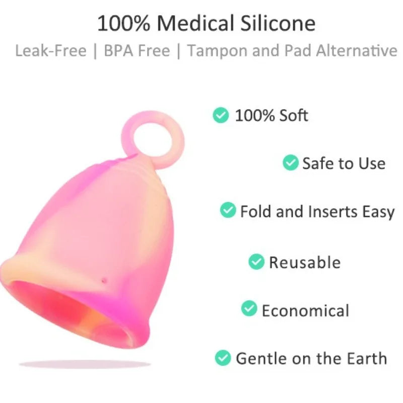 Menstrual Cup with Ring Easy Removal Collector Silicone Cup Period Reusable Feminine Care Tampon Health Beauty Menstrual Cup