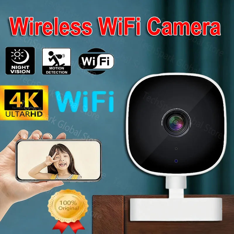 Security Camera 4K FullHD WiFi Wireless Surveillance With 2 Way Audio Motion Detection Infrared Night Vision Security Cam