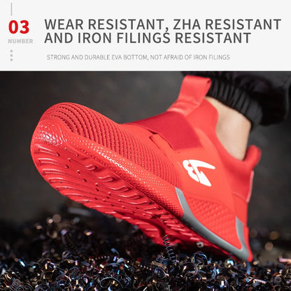 Breathable Men Safety Shoes Steel Toe Work Shoes Outdoor Hiking Sneakers Lightweight Anti-Smash Safety Boots Footwear Male