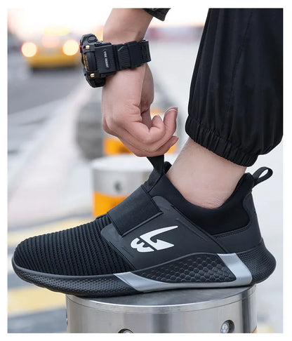 Breathable Men Safety Shoes Steel Toe Work Shoes Outdoor Hiking Sneakers Lightweight Anti-Smash Safety Boots Footwear Male
