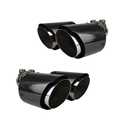 1 Pcs Universal Car Carbon Fibre Tail Throat Silencer Same Length Polish Y-Shaped Double Out Twill Glossy Exhaust Muffler Tip