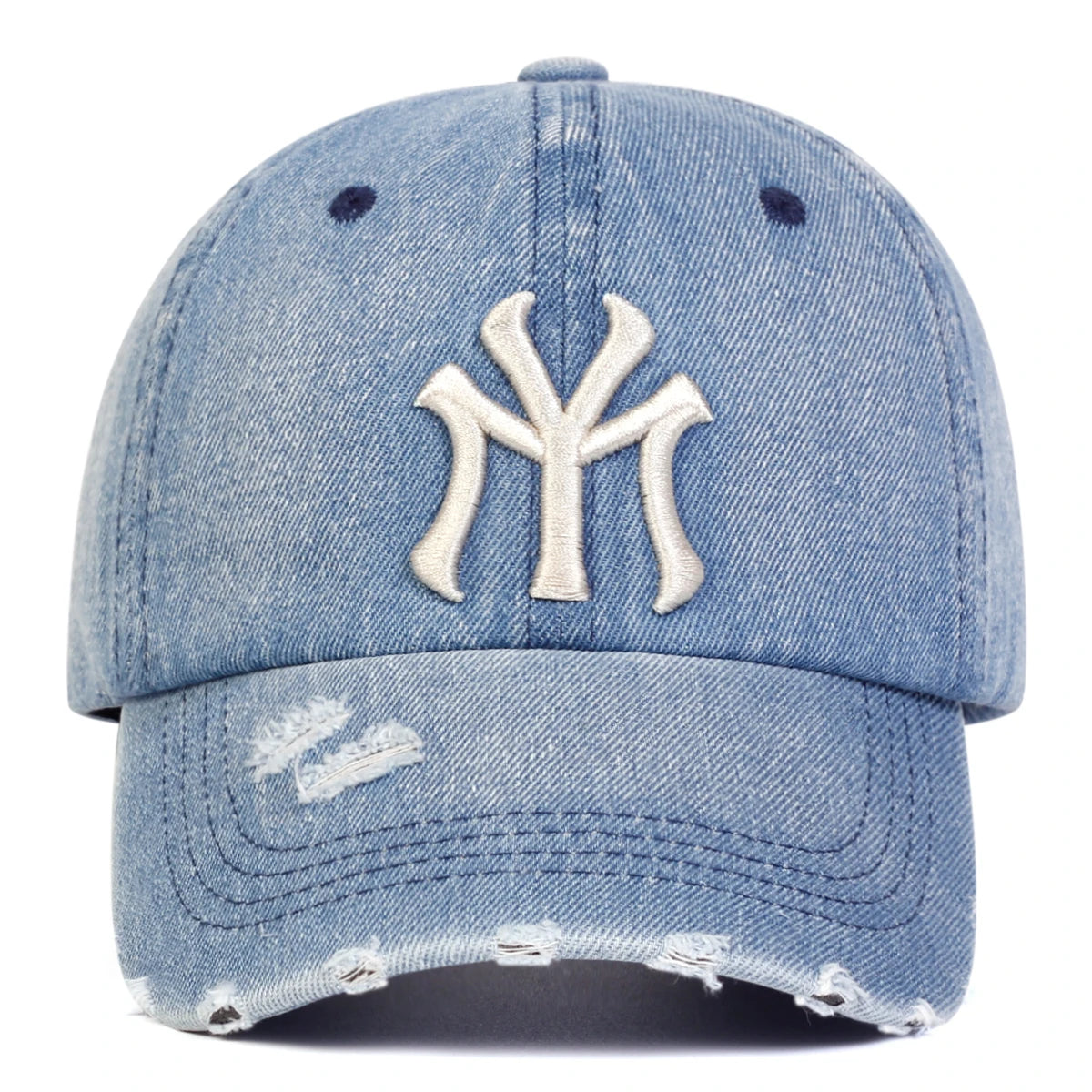 Unisex Letter Embroidery Hole Denim Baseball Caps Spring Autumn Outdoor Adjustable Casual Hats Sunscreen Hat