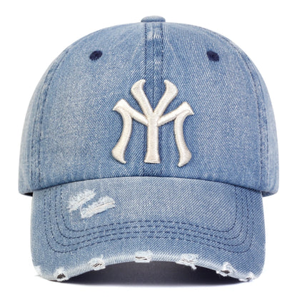 Unisex Letter Embroidery Hole Denim Baseball Caps Spring Autumn Outdoor Adjustable Casual Hats Sunscreen Hat