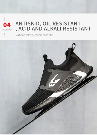 Breathable Men Safety Shoes Steel Toe Work Shoes Outdoor Hiking Sneakers Lightweight Anti-Smash Safety Boots Footwear Male