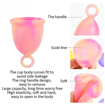 Menstrual Cup with Ring Easy Removal Collector Silicone Cup Period Reusable Feminine Care Tampon Health Beauty Menstrual Cup