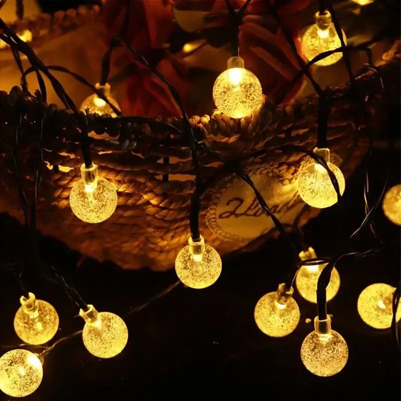 Solar String Lights 100 LED Crystal Globe Solar Lights Outdoor IP65 Waterproof with 8 Modes for Garden Tree Patio Party Decor