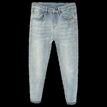 Jeans Men's Trendy Brand Light-colored Fashion Youth Casual Pants Cowboy Simple Ruffian Handsome Slim-fitting Skinny Jeans Men