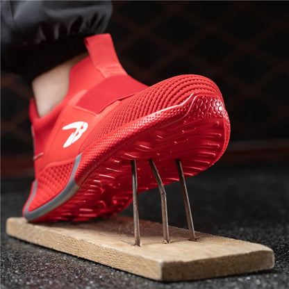 Breathable Men Safety Shoes Steel Toe Work Shoes Outdoor Hiking Sneakers Lightweight Anti-Smash Safety Boots Footwear Male