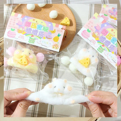 New Cute Interesting Yellow White Hamster Squeeze Toy Silicone Pinch Decompression Toy For Kids Gift Stress Reliever Toys