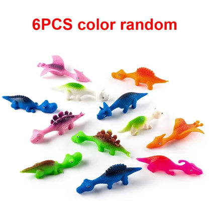 Novelty dinosaur finger slingshot sticky catapult toy 6/12/18PCS light rubber prank flying fun game stress relieving toy gifts