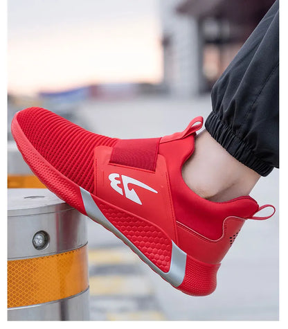 Breathable Men Safety Shoes Steel Toe Work Shoes Outdoor Hiking Sneakers Lightweight Anti-Smash Safety Boots Footwear Male