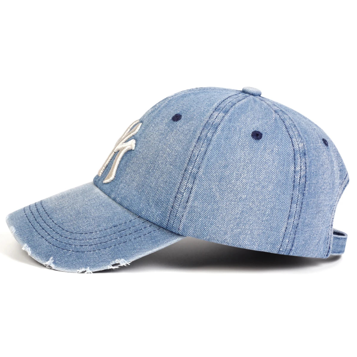 Unisex Letter Embroidery Hole Denim Baseball Caps Spring Autumn Outdoor Adjustable Casual Hats Sunscreen Hat