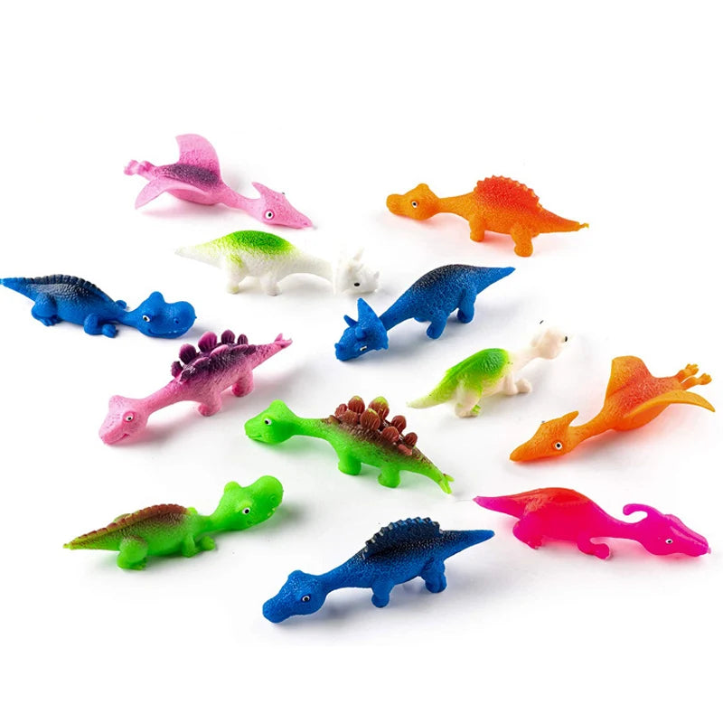 Novelty dinosaur finger slingshot sticky catapult toy 6/12/18PCS light rubber prank flying fun game stress relieving toy gifts