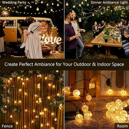 Solar String Lights 100 LED Crystal Globe Solar Lights Outdoor IP65 Waterproof with 8 Modes for Garden Tree Patio Party Decor