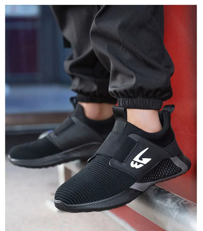 Breathable Men Safety Shoes Steel Toe Work Shoes Outdoor Hiking Sneakers Lightweight Anti-Smash Safety Boots Footwear Male