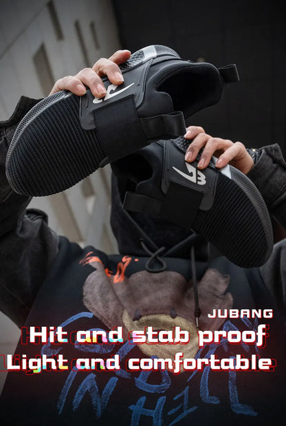 Breathable Men Safety Shoes Steel Toe Work Shoes Outdoor Hiking Sneakers Lightweight Anti-Smash Safety Boots Footwear Male