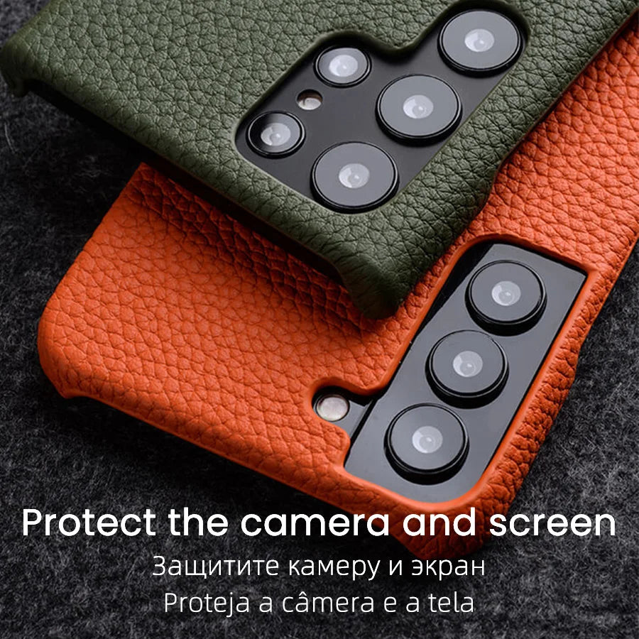 for Samsung Galaxy S23 S22 Ultra 21 Plus + 5G Cases Premium Genuine Leather Case luxury Fashion Cow Business Phone Cover