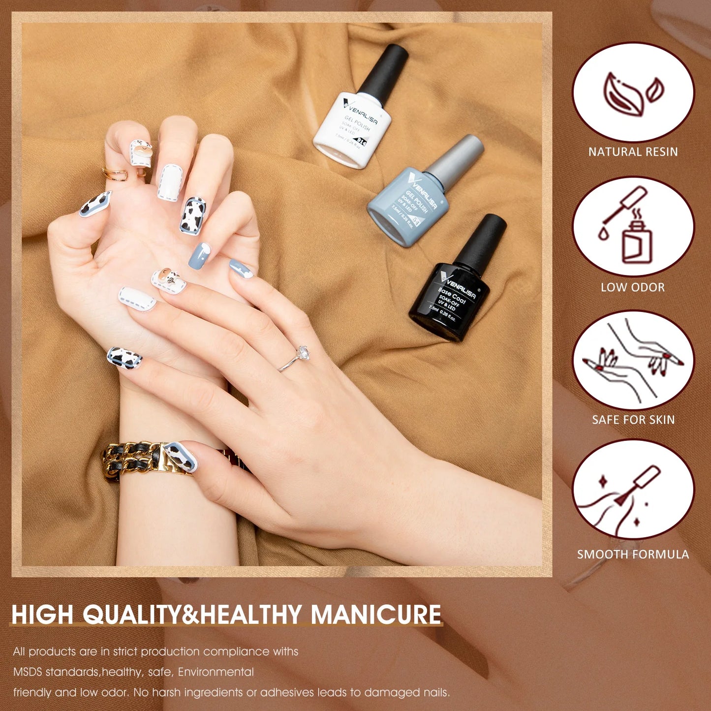 Venalisa Fashion Bling 7.5ml Nude Color Series Soak Off UV LED Nail Gel Polish Cosmetics Nail Manicure Gel Polish Nail Varnish