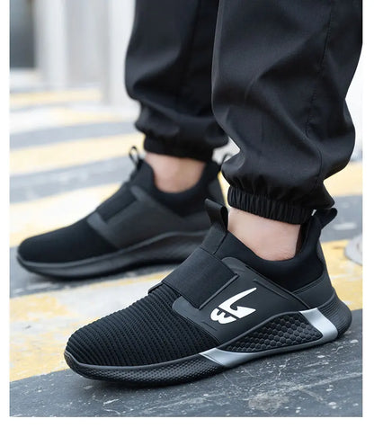 Breathable Men Safety Shoes Steel Toe Work Shoes Outdoor Hiking Sneakers Lightweight Anti-Smash Safety Boots Footwear Male