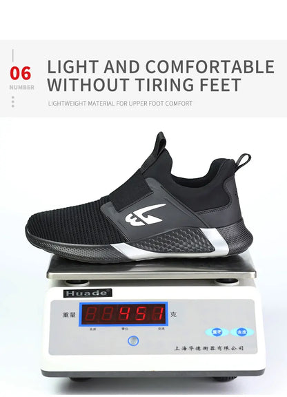 Breathable Men Safety Shoes Steel Toe Work Shoes Outdoor Hiking Sneakers Lightweight Anti-Smash Safety Boots Footwear Male