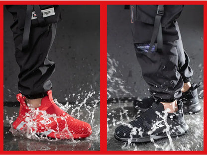 Breathable Men Safety Shoes Steel Toe Work Shoes Outdoor Hiking Sneakers Lightweight Anti-Smash Safety Boots Footwear Male