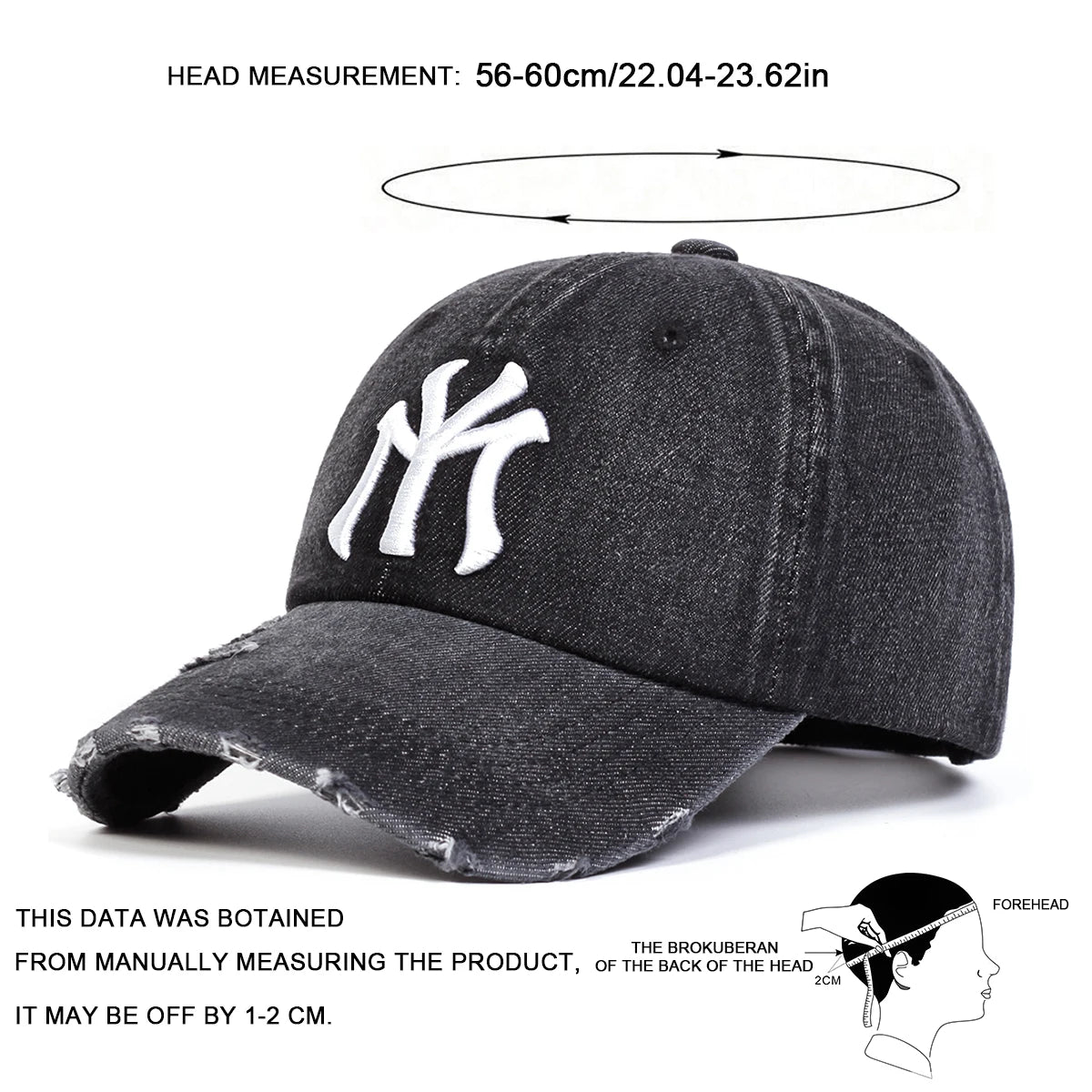 Unisex Letter Embroidery Hole Denim Baseball Caps Spring Autumn Outdoor Adjustable Casual Hats Sunscreen Hat