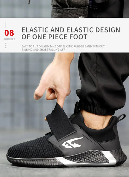 Breathable Men Safety Shoes Steel Toe Work Shoes Outdoor Hiking Sneakers Lightweight Anti-Smash Safety Boots Footwear Male