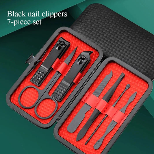 7 Pieces Set Manicure Pedicure Kit Stainless Steel Nail Clippers Grooming Set for Nail Care