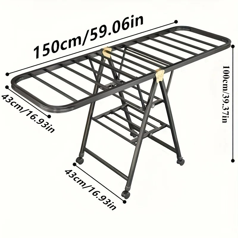 1 piece of modern stainless steel foldable laundry drying rack with a large capacity of 3 layers and 21 hanging rods