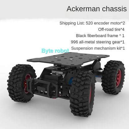 4-8KG Load 4WD Ackerman Robot Car Chassis with Encoder Motor Front Wheel Servo MG996 Steering Chassis Programmable Robot RC Tank