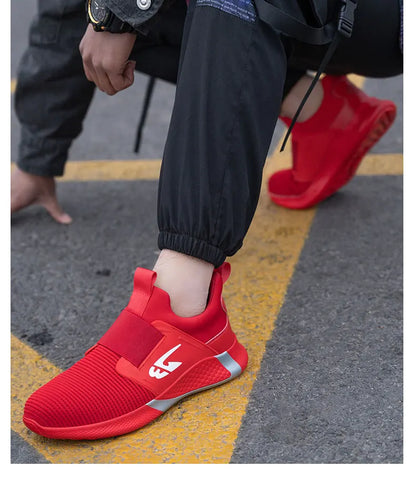 Breathable Men Safety Shoes Steel Toe Work Shoes Outdoor Hiking Sneakers Lightweight Anti-Smash Safety Boots Footwear Male