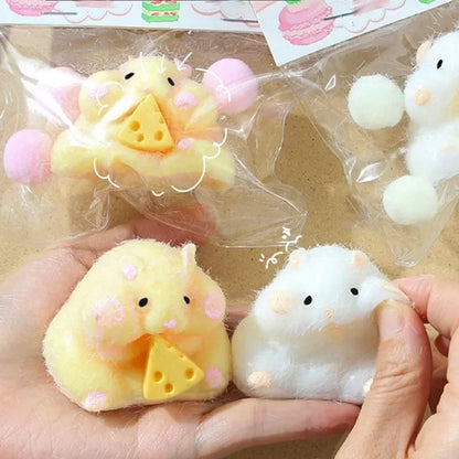 New Cute Interesting Yellow White Hamster Squeeze Toy Silicone Pinch Decompression Toy For Kids Gift Stress Reliever Toys