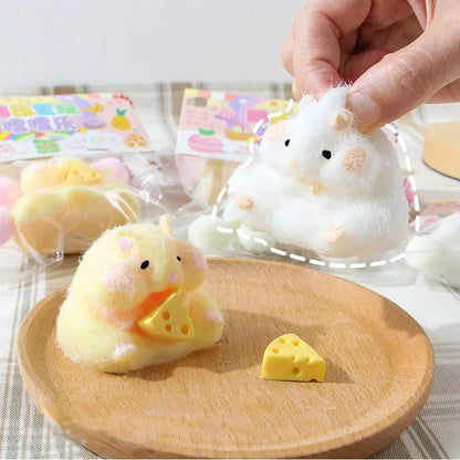 New Cute Interesting Yellow White Hamster Squeeze Toy Silicone Pinch Decompression Toy For Kids Gift Stress Reliever Toys