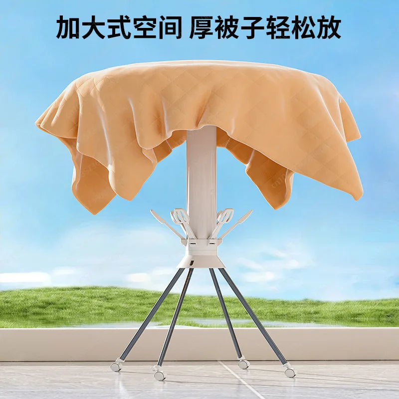 Folding Drying Rack Balcony Home Floor Free Installation Octopus Hanging Drying Rack Movable Invisible Aluminum Alloy Hanger