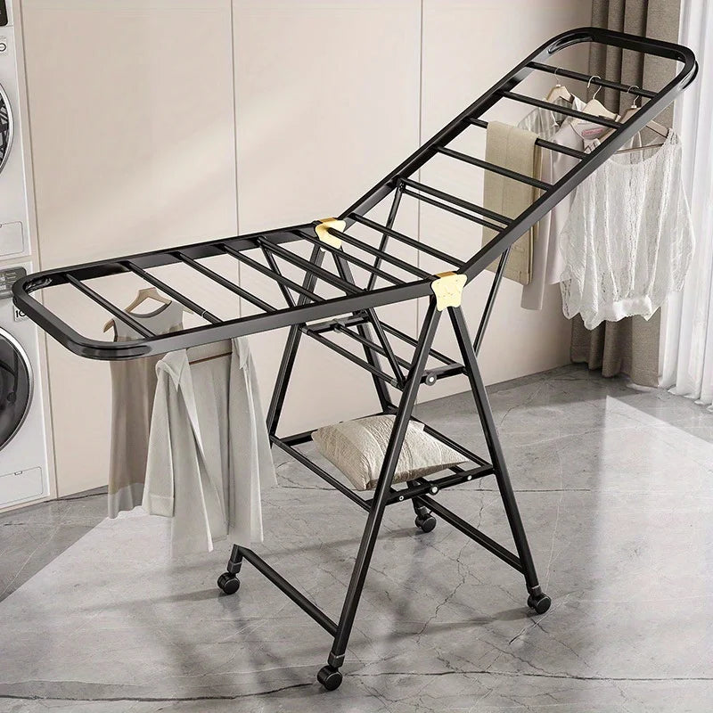 1 piece of modern stainless steel foldable laundry drying rack with a large capacity of 3 layers and 21 hanging rods
