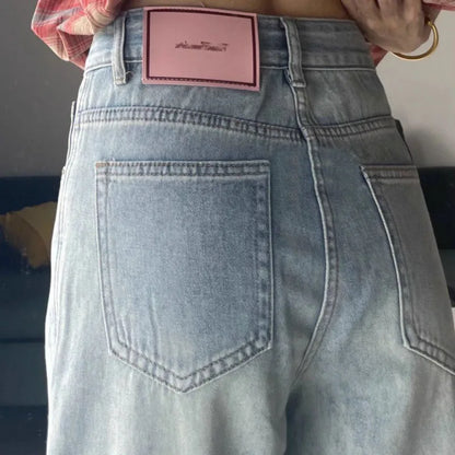 Women Wide Leg Baggy Jeans Lady Vintage Y2K Punk Low Rise Waist Loose Denim Pants Streetwear Fashion Trashy Long Skater Trousers