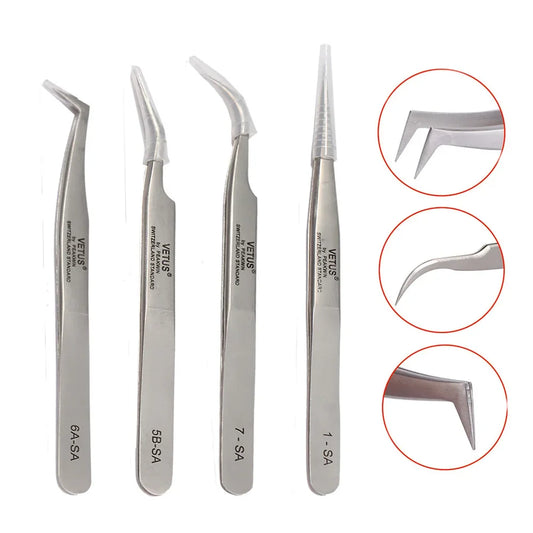 VETUS Stainless Steel Tweezers High Precision Set Eyelash Extension 3d Eyelashes Extensions Vetus Tweezer Tools Pincet