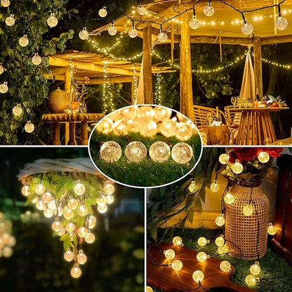 Solar String Lights 100 LED Crystal Globe Solar Lights Outdoor IP65 Waterproof with 8 Modes for Garden Tree Patio Party Decor