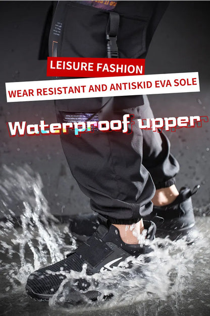 Breathable Men Safety Shoes Steel Toe Work Shoes Outdoor Hiking Sneakers Lightweight Anti-Smash Safety Boots Footwear Male