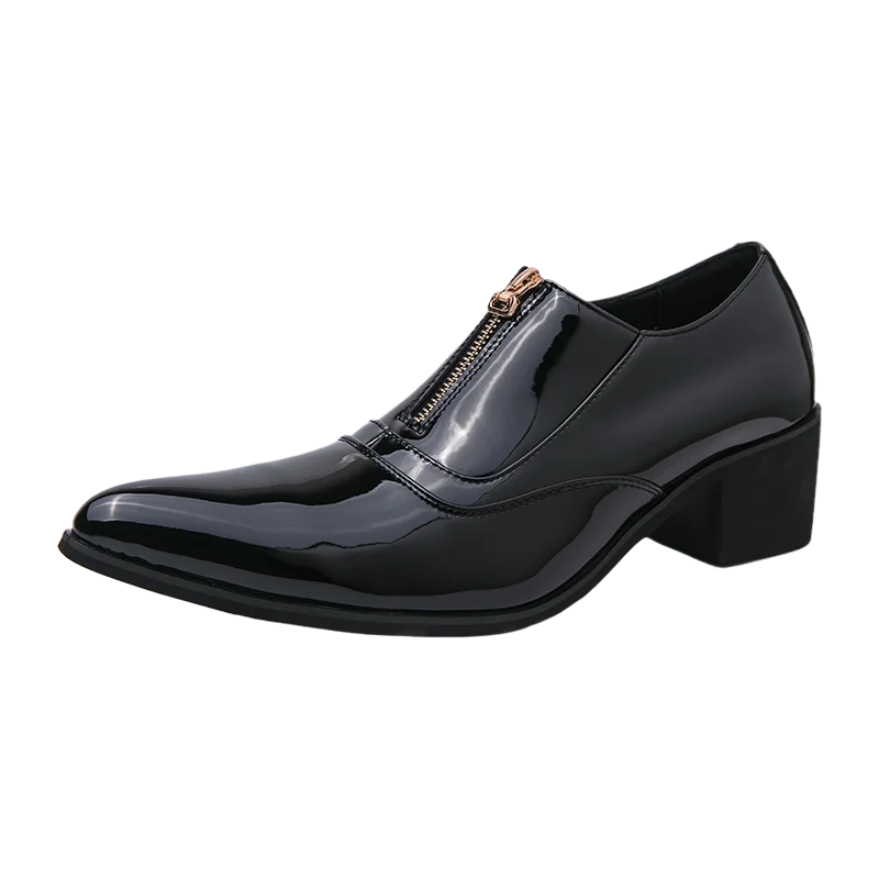 Luxury Brand Men's Chelsea Shoes Pointed Toe Dress Shoes Men's Banquet Blue Suit Shoes Red High-end Glossy Leather Shoes