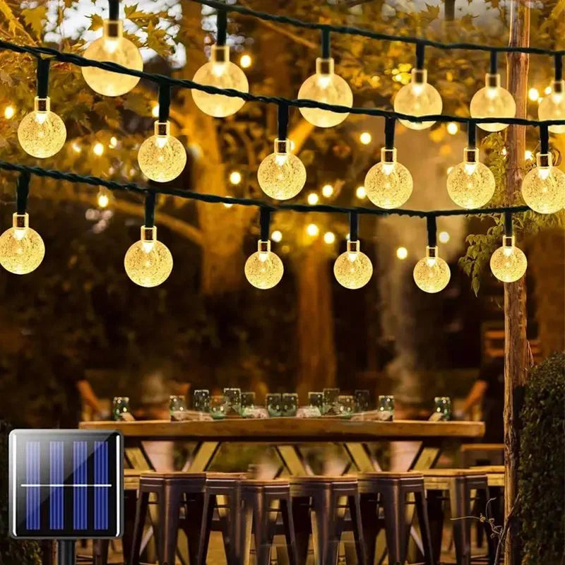 Solar String Lights 100 LED Crystal Globe Solar Lights Outdoor IP65 Waterproof with 8 Modes for Garden Tree Patio Party Decor