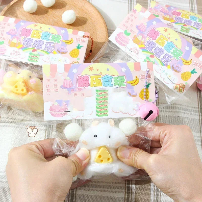 New Cute Interesting Yellow White Hamster Squeeze Toy Silicone Pinch Decompression Toy For Kids Gift Stress Reliever Toys