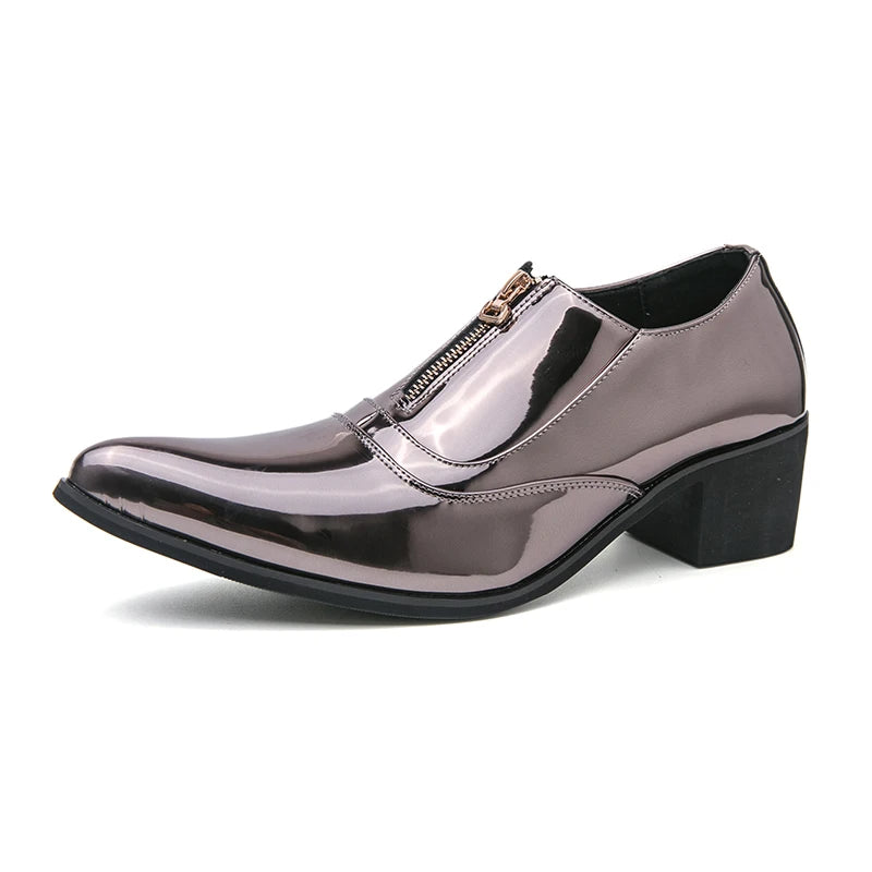 Luxury Brand Men's Chelsea Shoes Pointed Toe Dress Shoes Men's Banquet Blue Suit Shoes Red High-end Glossy Leather Shoes