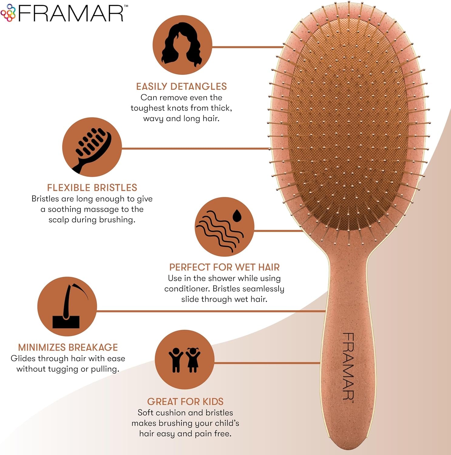 Wet Hair Brush Detangler – Curly Hair Brush Women, Hairbrushes for Women, Detangling Hair Brush Set, Detangle Hair Brush, Hairbrush, Detangling Brush, Detangler Hair Brush - Mojave