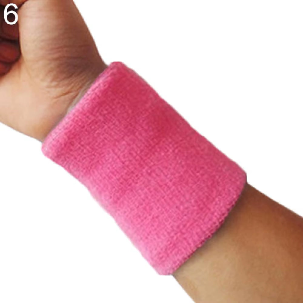 1X Wrist Sweatband Tennis Sport Wristband Cotton Yarn Volleyball Gym Wrist Brace Support Sweat Band Towel Bracelet Protector