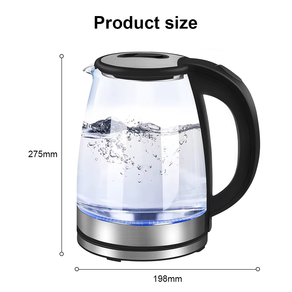 220V 1.8L Electric Kettle Glass Tea Kettle 1500-1800W Water Boiler Home Kitchen Water Heater,Dry Boiling Protection