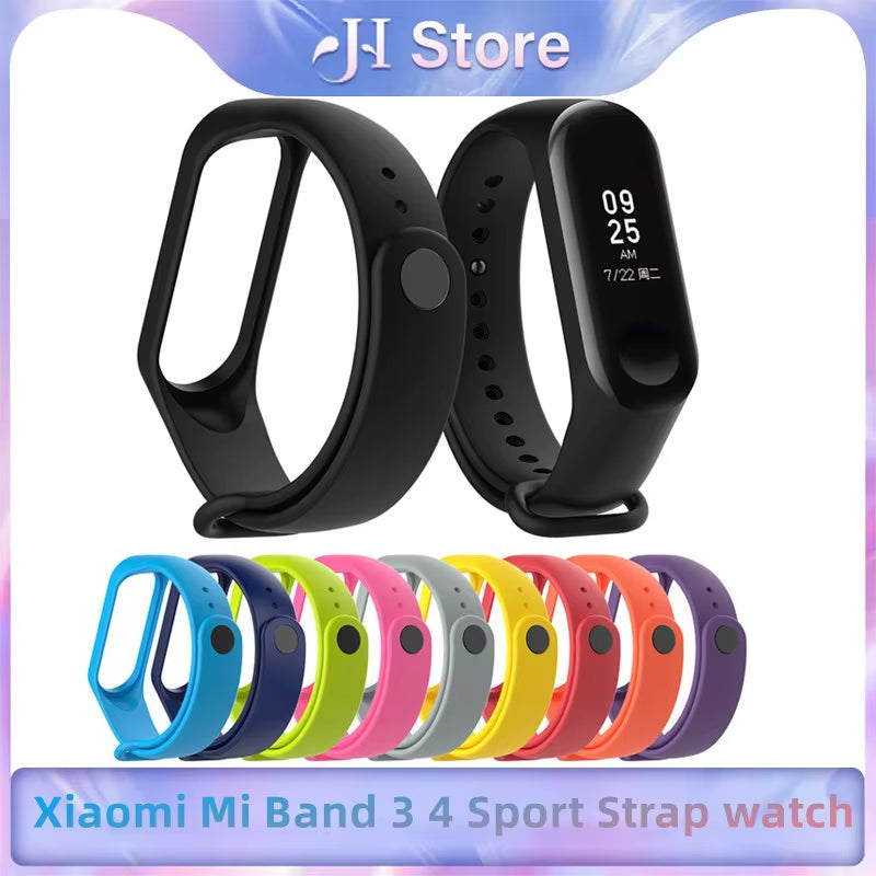 For Xiaomi Mi Band 3 4 Sport Strap Watch Silicone Wrist Strap for Xiaomi Mi Band 3 4 Bracelet Miband 4 3 Strap Smart Bracelet