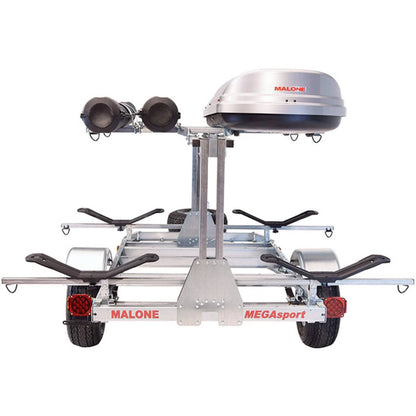 Malone Megasport Low Bed Trailer Package(Tier, Spare, 2 Sets Megawings, Cargo Box, 2 Rod Tubes)