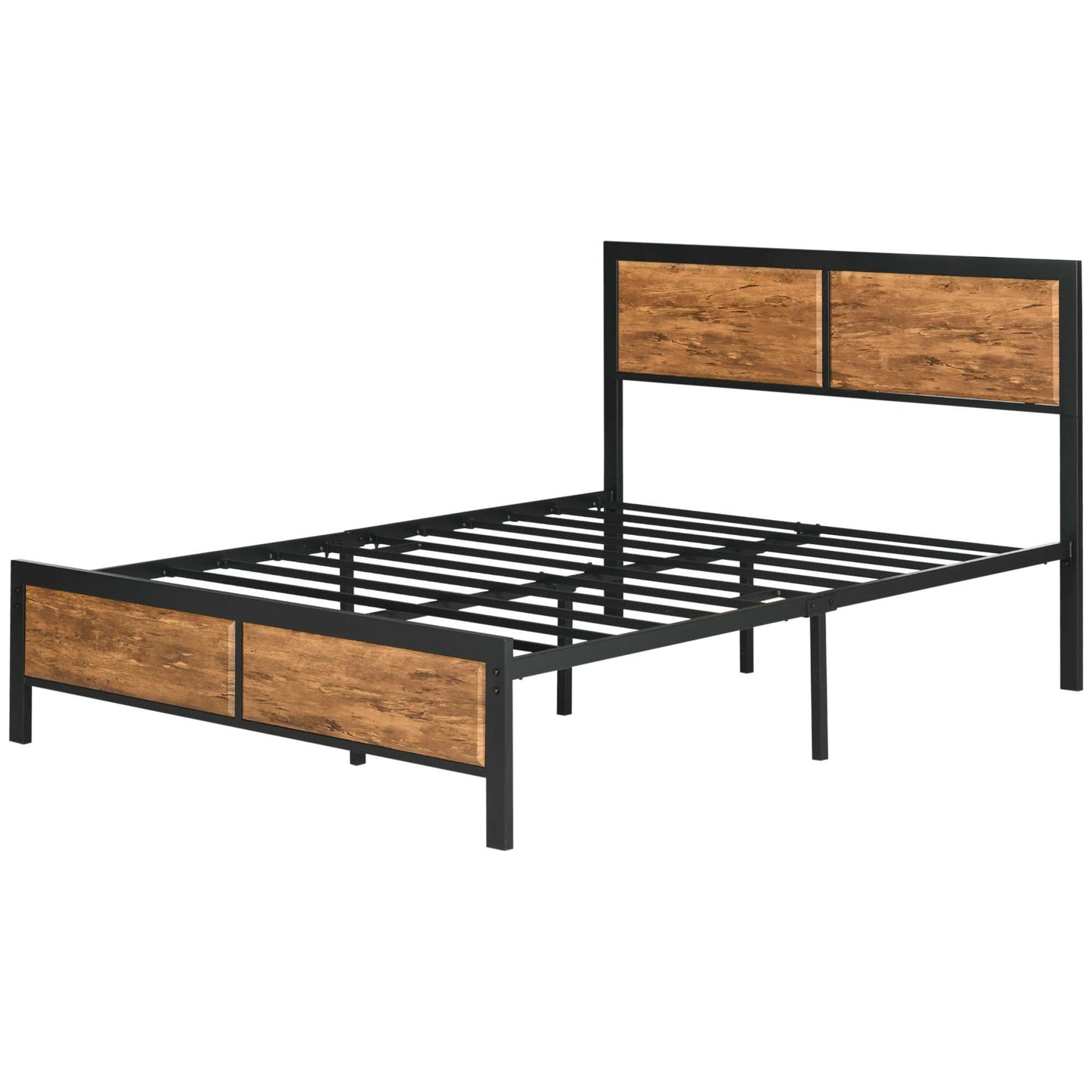 Bed Frame with Footboard and under Bed Storage Brown